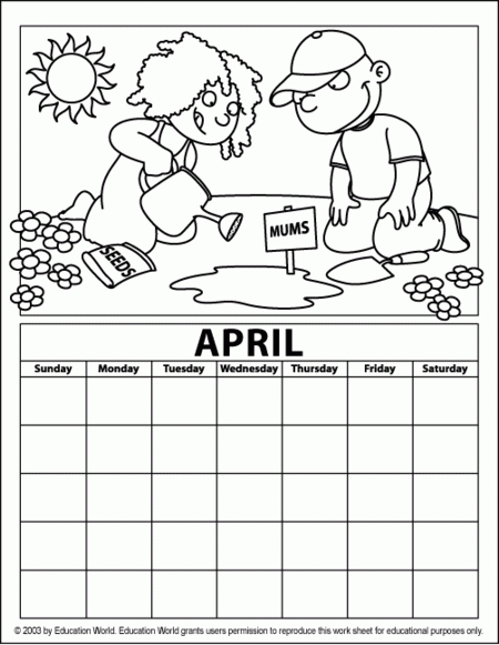 artistic april calendar | education world