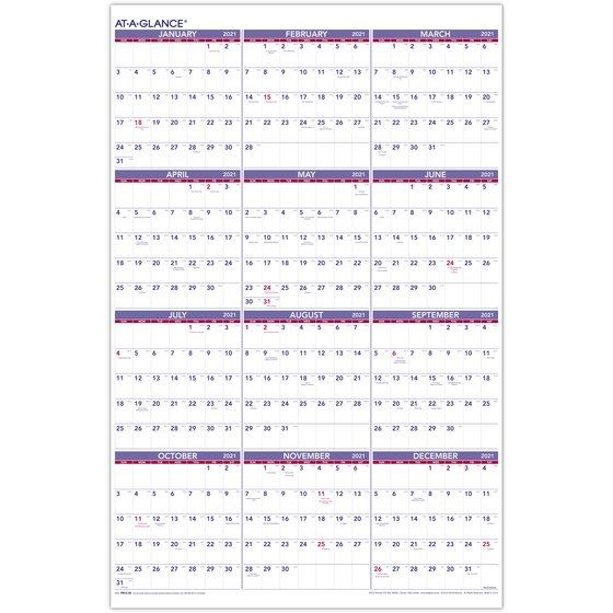 At A Glance 2021 Yearly Wall Calendar, Extra Large, 36" X