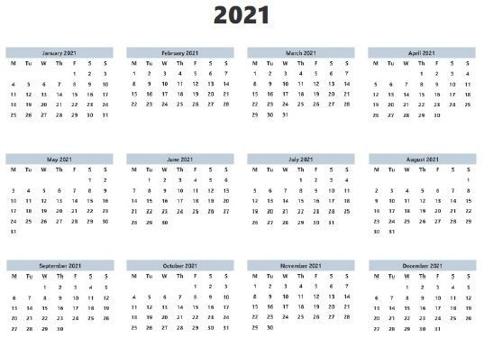 Blank 2021 Calendar Printable Template | Excel Calendar