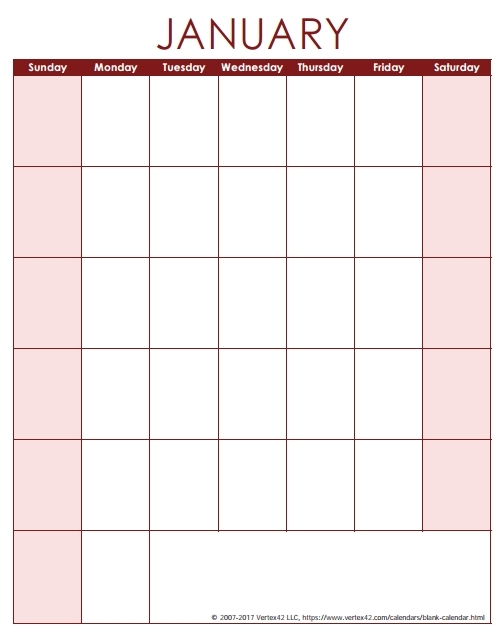 blank sunday through saturday calendar image | calendar