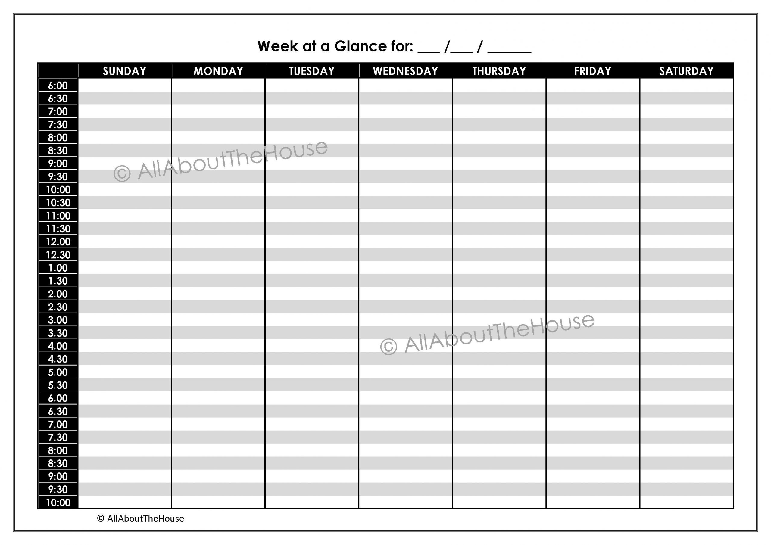 Blank Weekly Calendar 15 Minute Increments | Calendar