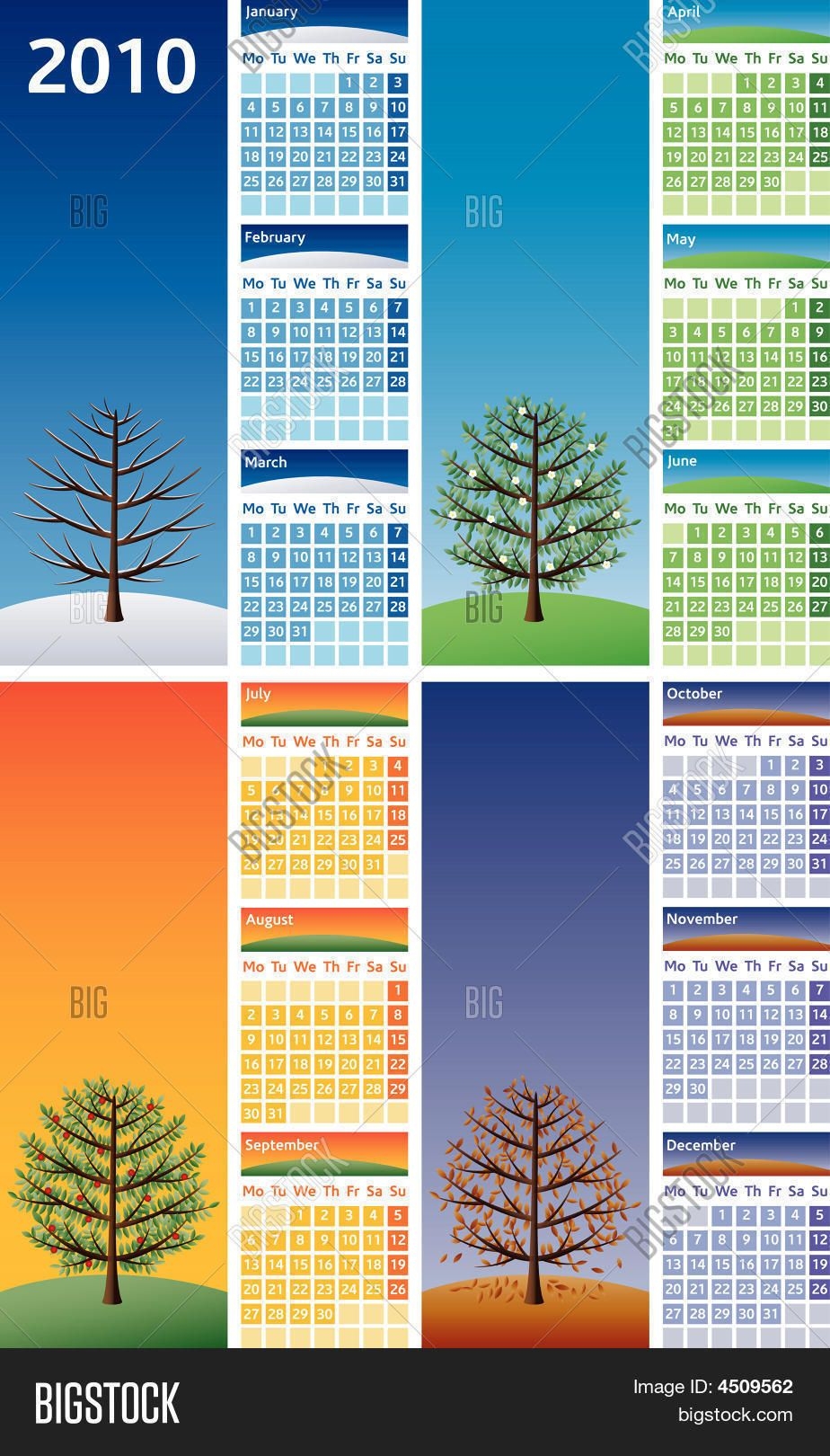 calendar 2010 four vector &amp; photo (free trial) | bigstock