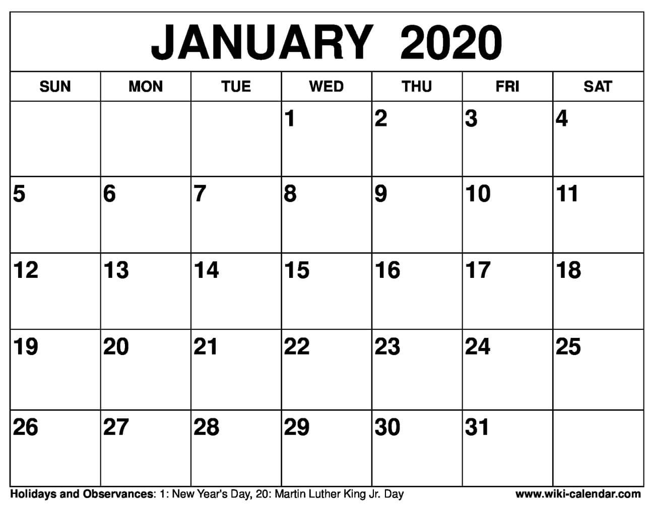 Calendar 2020 Write In | Month Calendar Printable