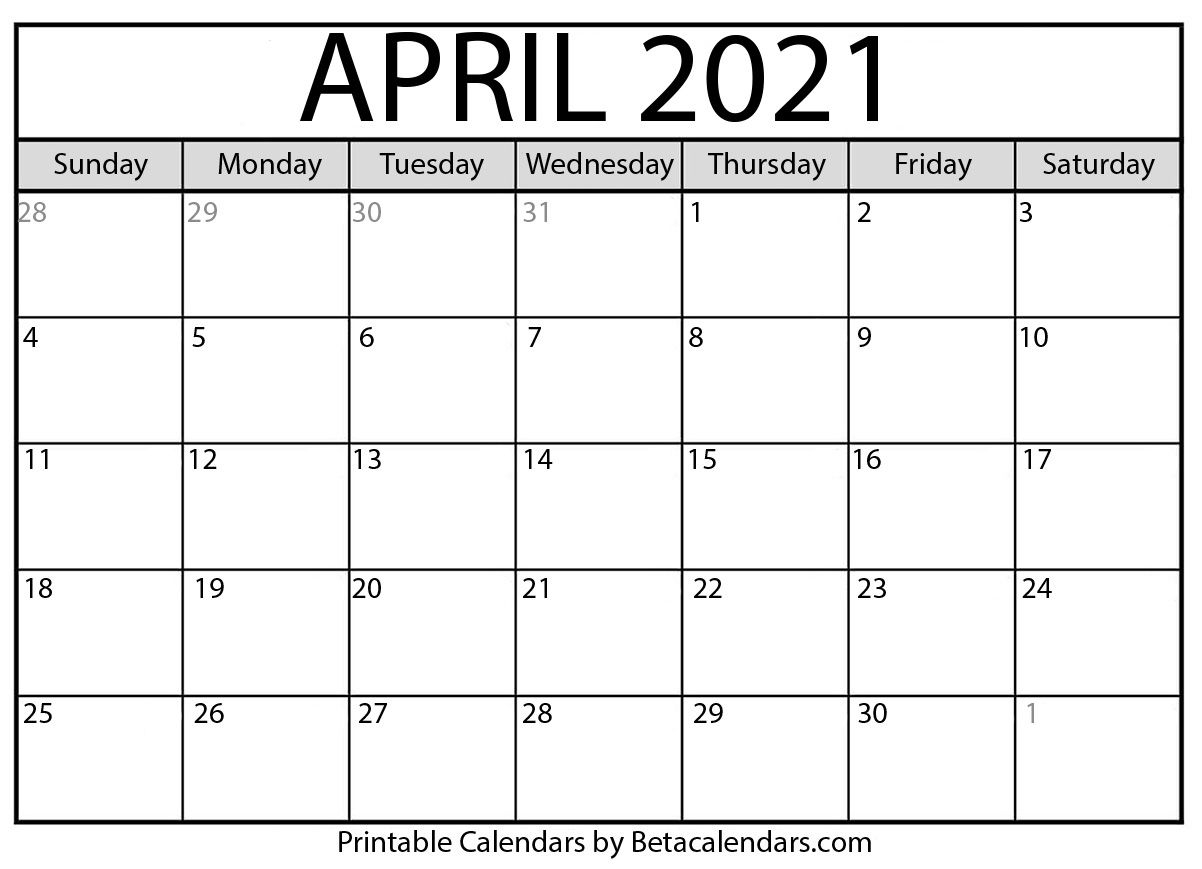 Calendar 2021 April | Printable Calendars 2021