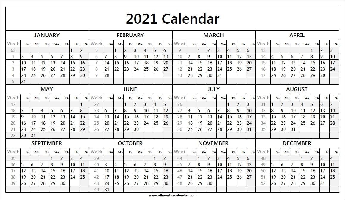 calendar 2021 week wise full year calendar 2021 year