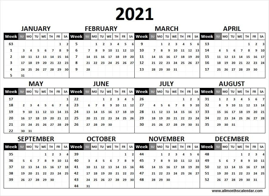 calendar 2021 week wise full year calendar 2021 year