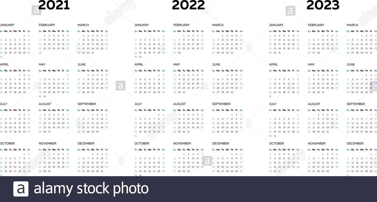 Calendar From 2021 To 2023 | Month Calendar Printable
