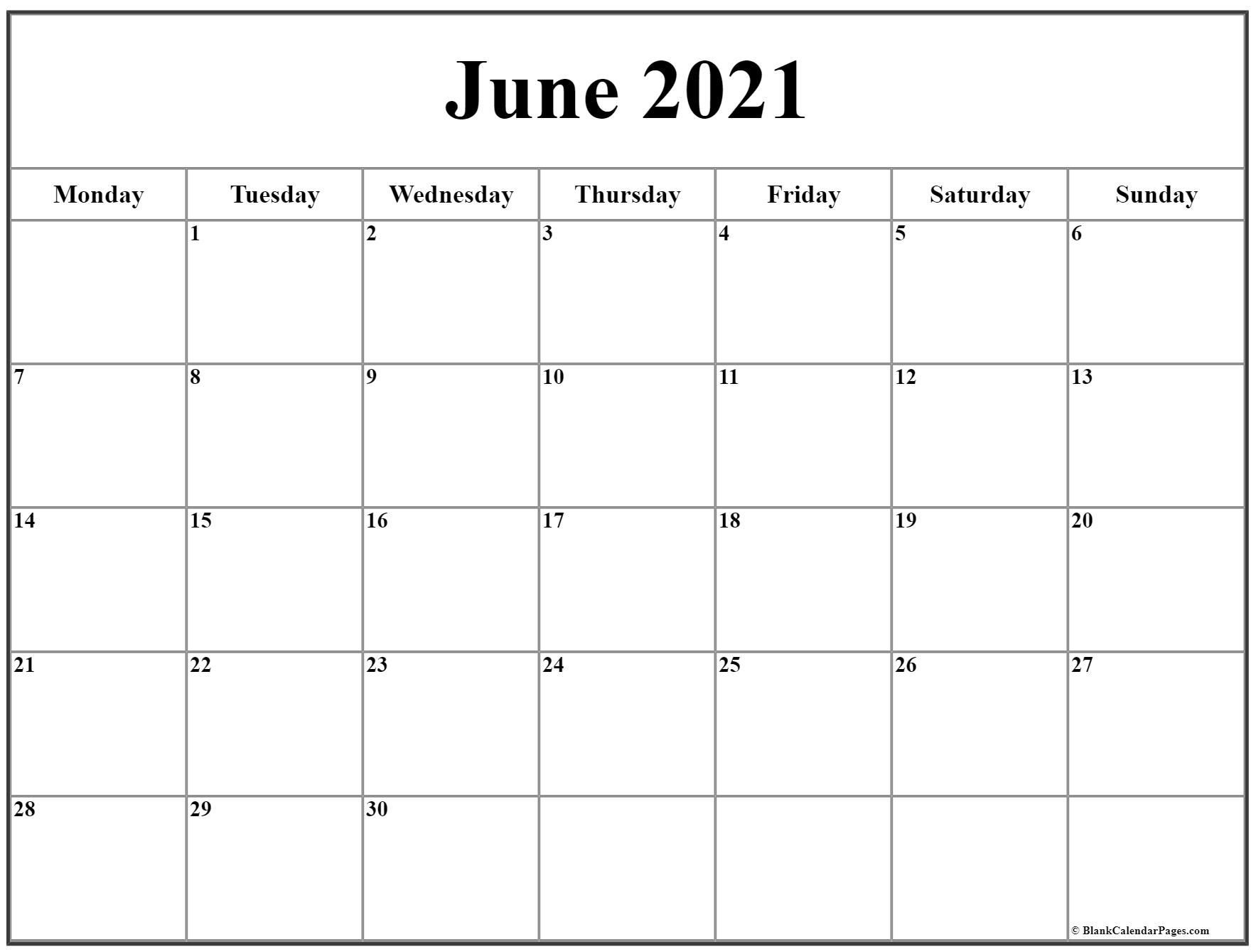 Calendar Monday Through Friday 2021 Example Calendar
