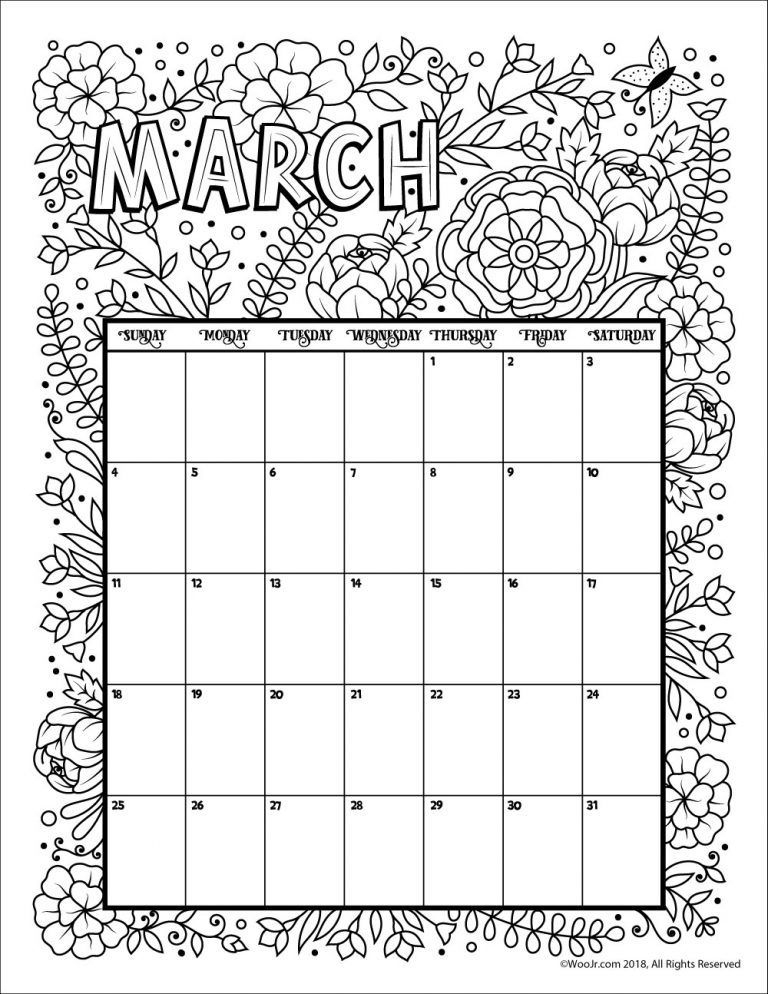 Calendar Templates Free Printable Coloring Calendar 2021