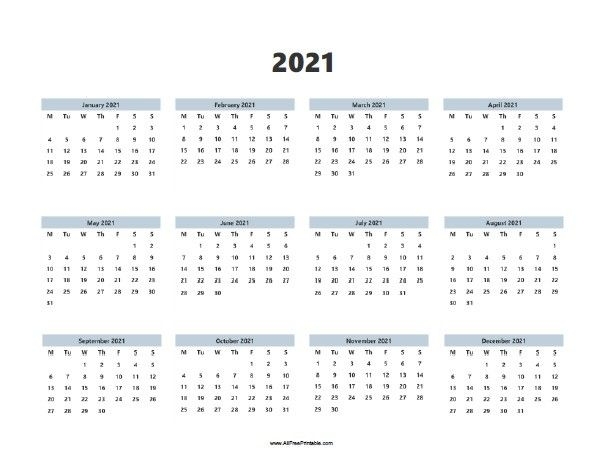 Calendar Year 2021 Printable Free | Free Printable