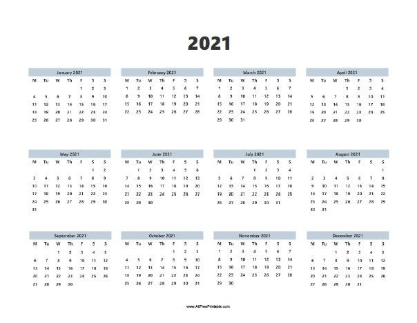 calendar year 2021 printable free | free printable