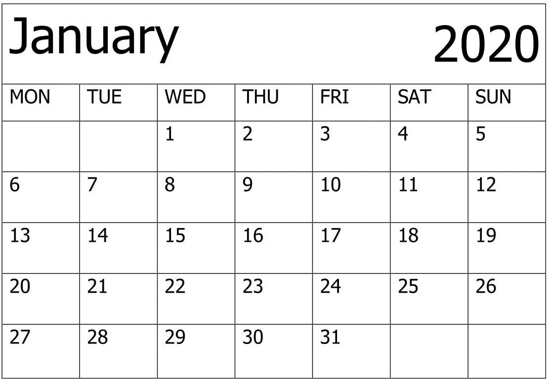 Collect January 2020 Calendar Kid Friendly | Calendar