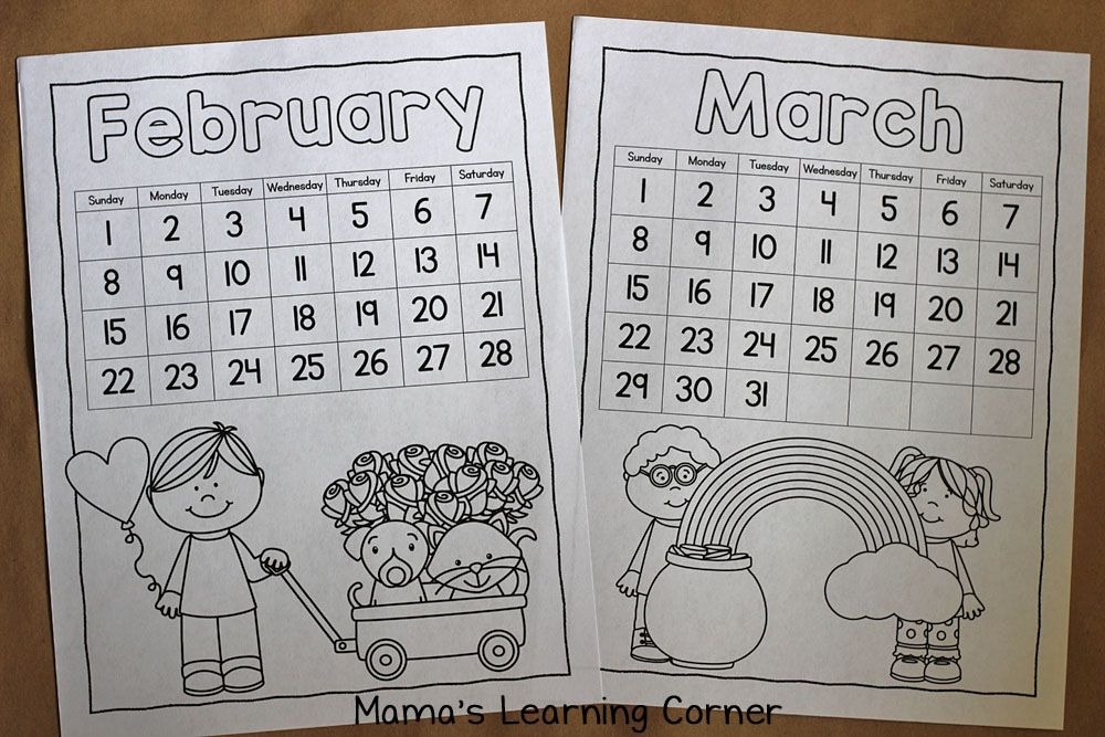 Color Your Own Calendar! Mamas Learning Corner