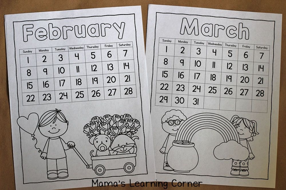 color your own calendar! mamas learning corner