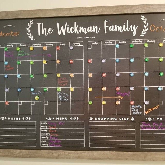 Command Center Large Chalkboard Calendar Dry Erase