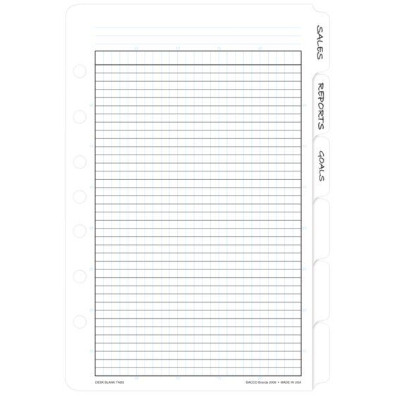 Day Timer Blank Write On Tabs, Loose Leaf, White, Desk