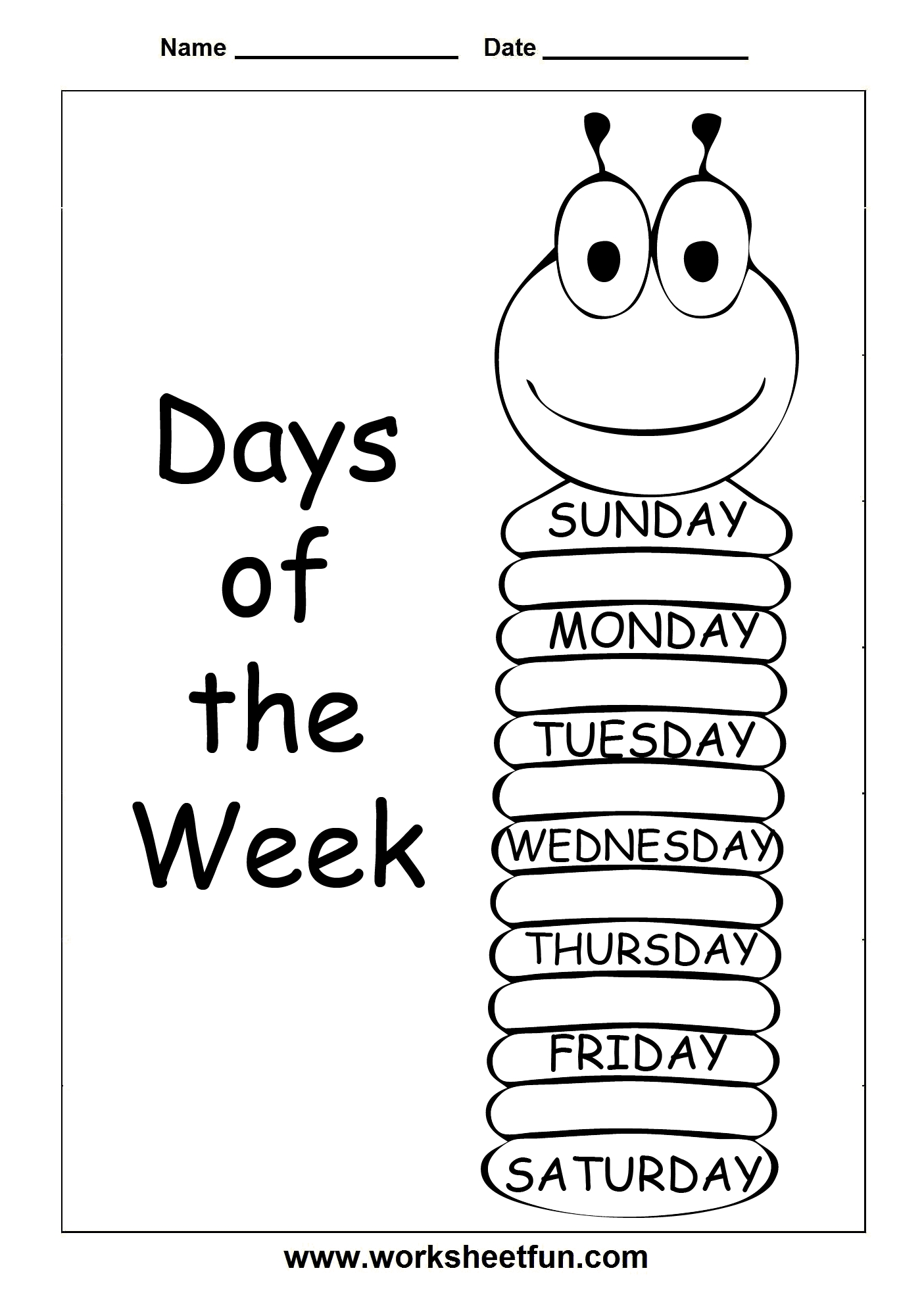 Days Of The Week 3 Worksheets / Free Printable
