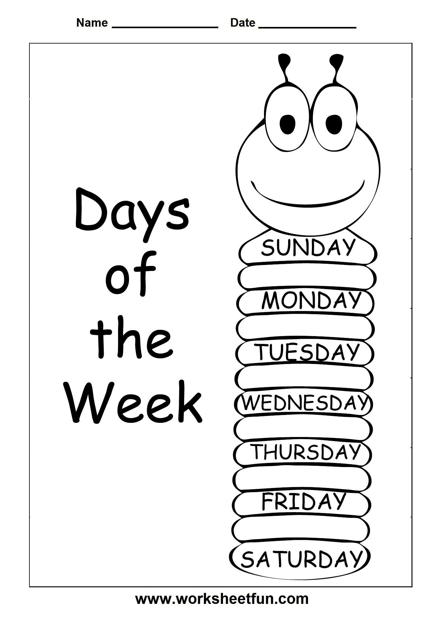 days of the week 3 worksheets / free printable