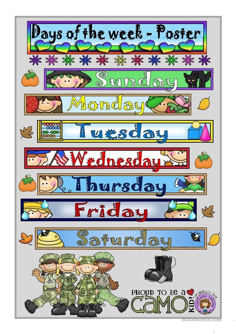 days of the week worksheet free esl printable worksheets