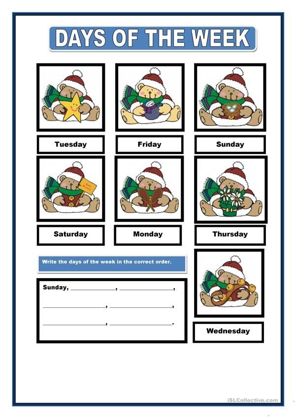 Days Of The Week Worksheet Free Esl Printable Worksheets