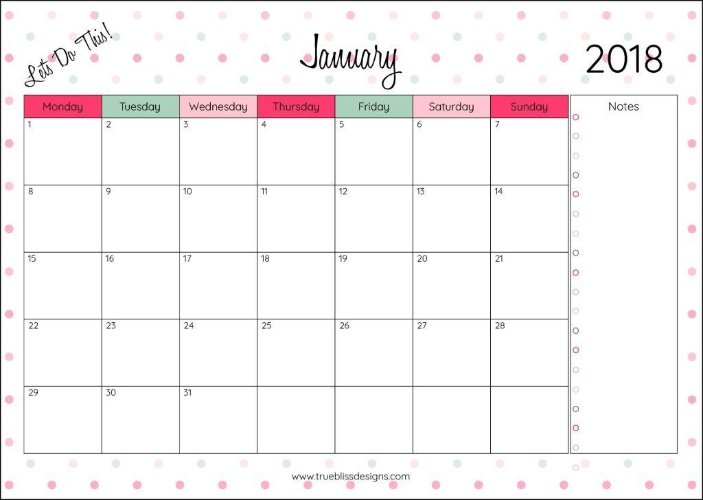 Download Your Free 2018 Monthly Printable Calendar Now