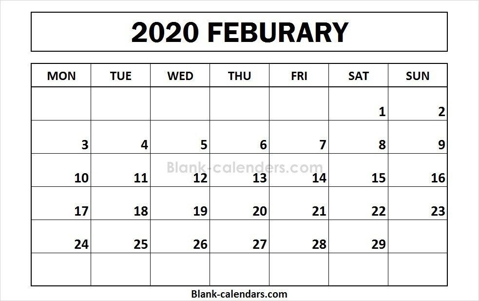 Editable February 2020 Calendar Monday Start Images (with