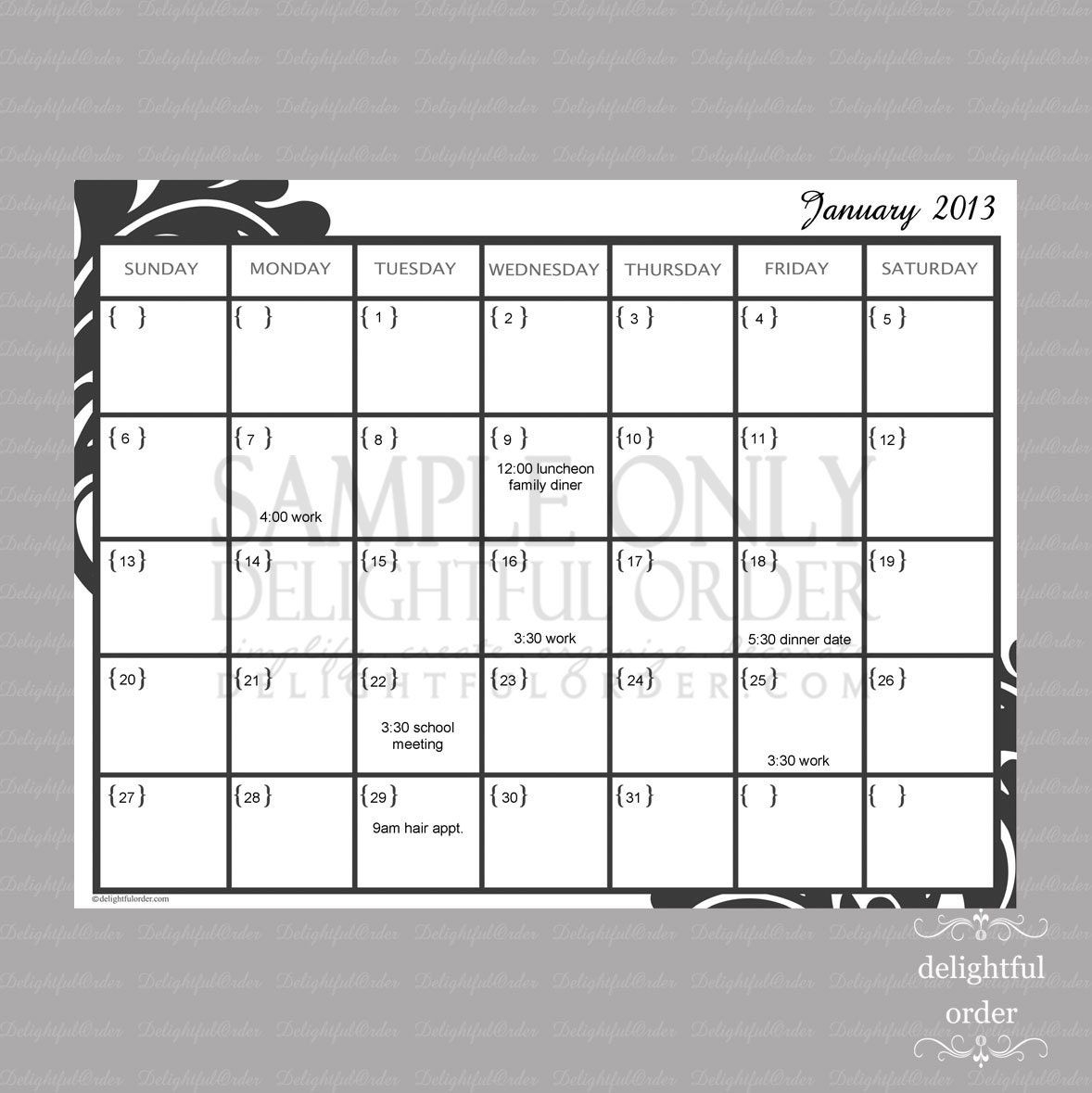 Free Monthly Calendar Printable And Editable Example Calendar Printable