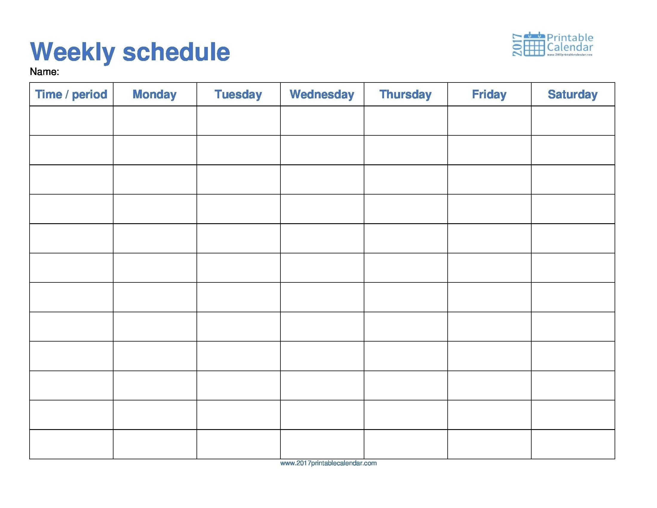 Employee Monday To Sunday Schedule : Free Calendar Template