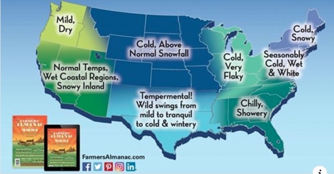 farmers almanac&#039;s forecast for 2020/2021 season the