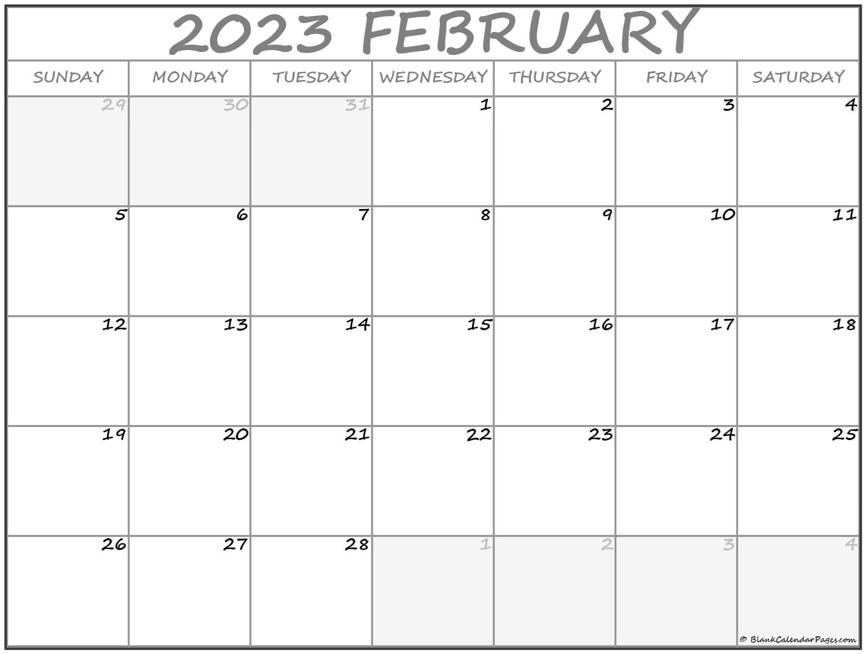 February 2023 Calendar | Free Printable Calendar Templates