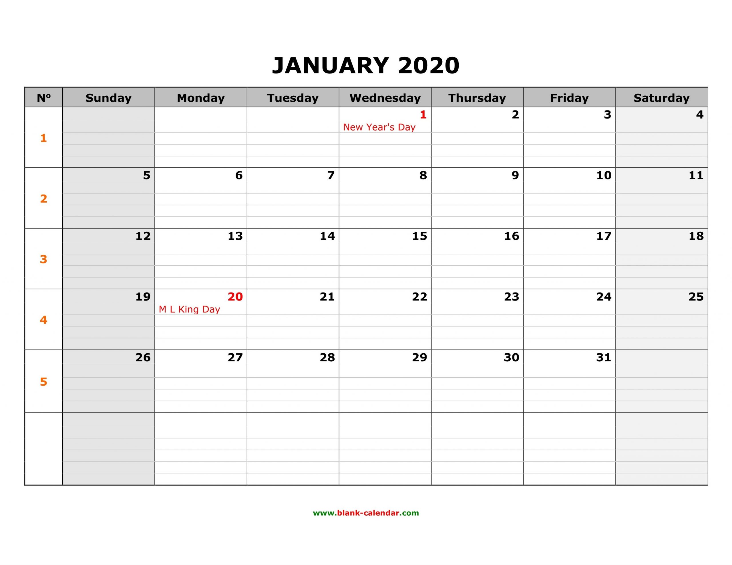 fill in monthly calendar 2020 | example calendar printable