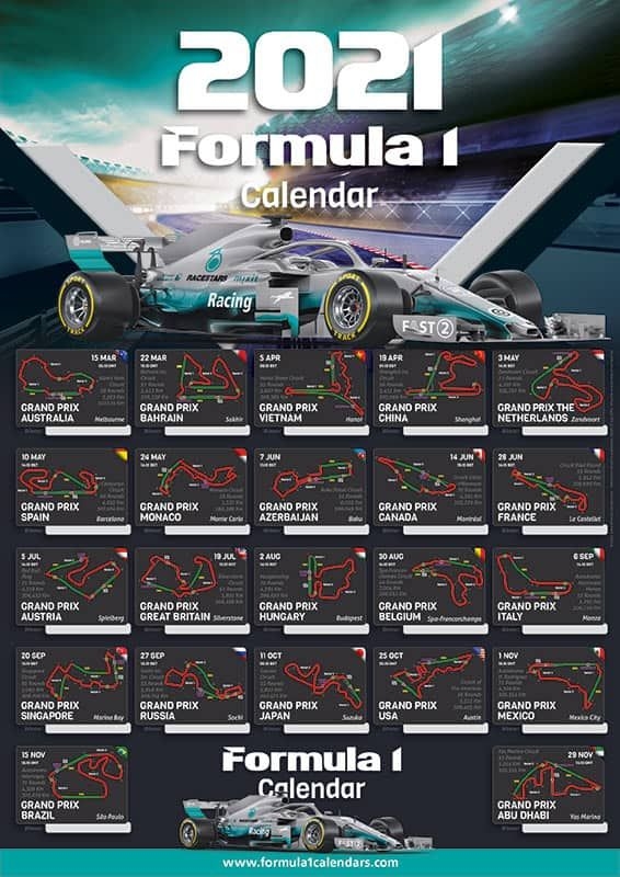 Formula 1 2021 Calendar