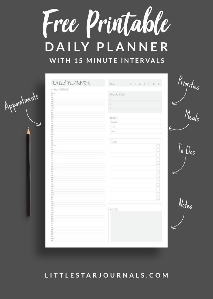 Free 15 Minute Daily Planner Printable Little Star