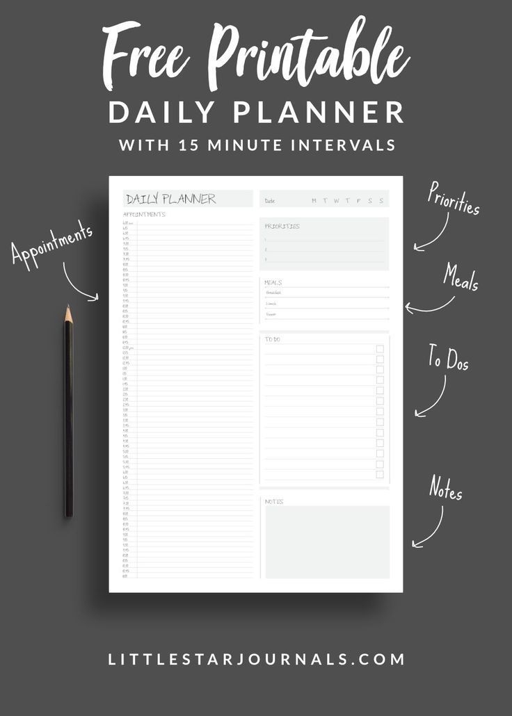 free 15 minute daily planner printable little star