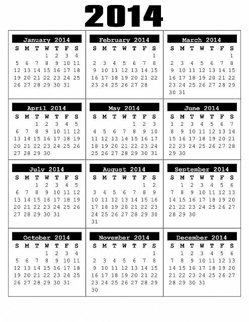 Free 2014 Full Year Calendar Download There Are 4 Other