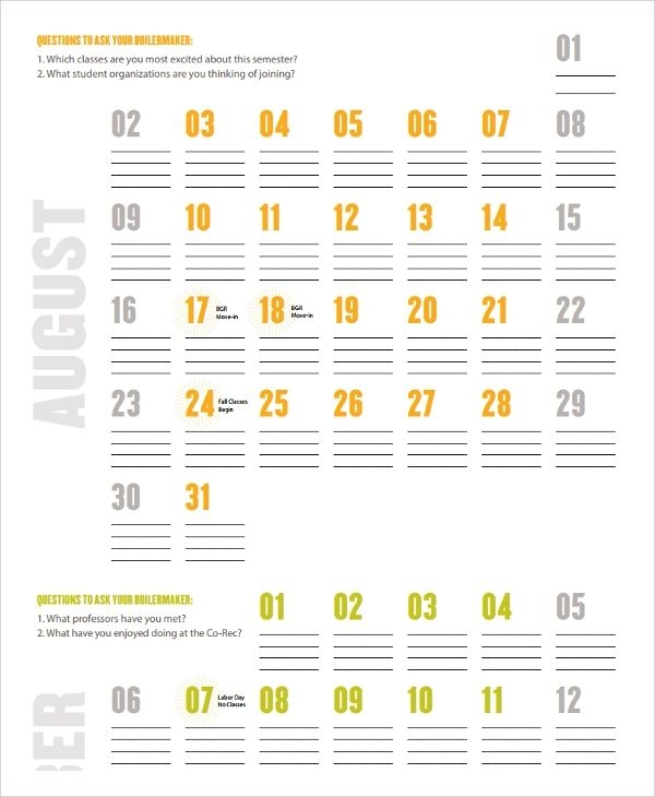 Free 24 Sample Calendar Templates In Ms Word | Pdf | Excel