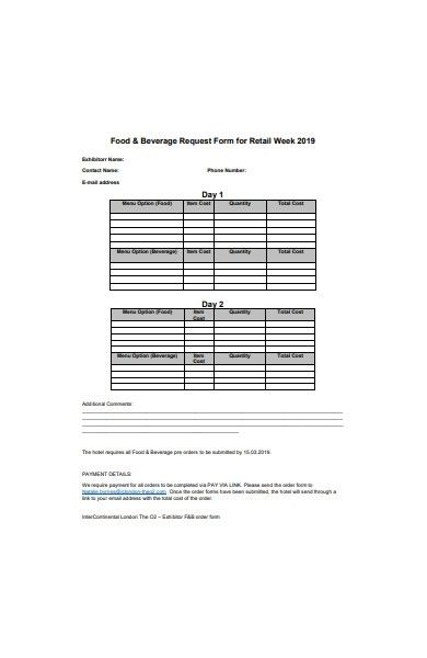 free 51 food and beverage order forms in pdf | ms word