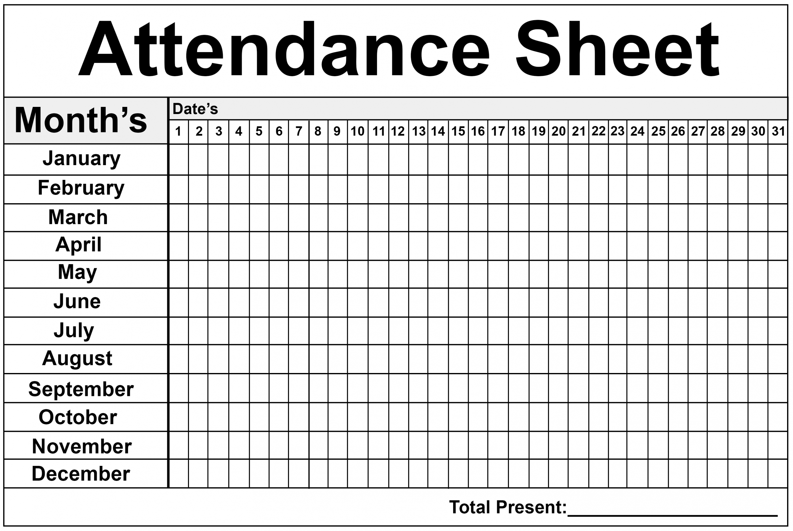 free attendance sheet pdf 2021 | calendar template printable