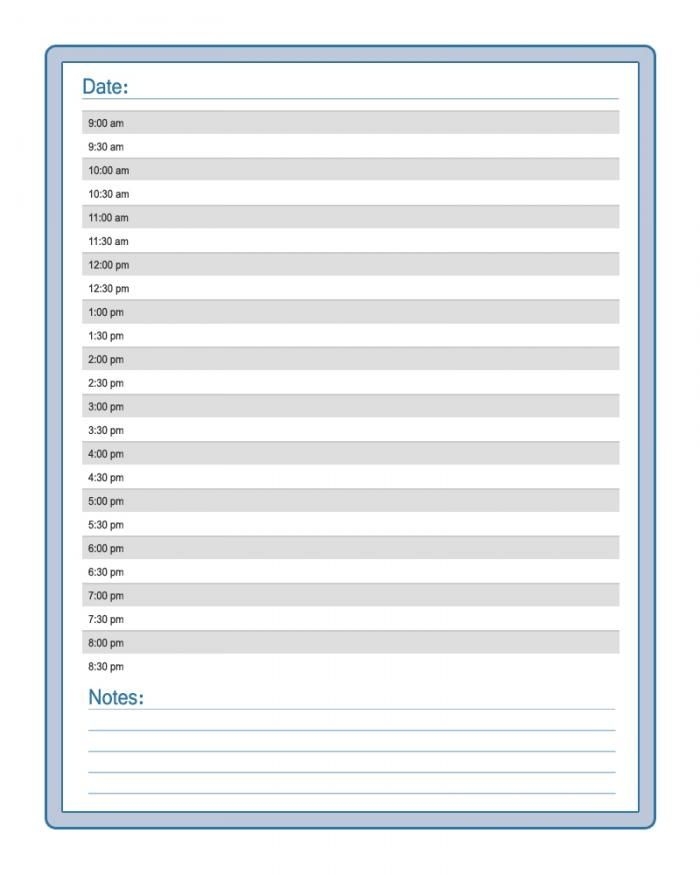 free daily printable schedule template | daily calendar