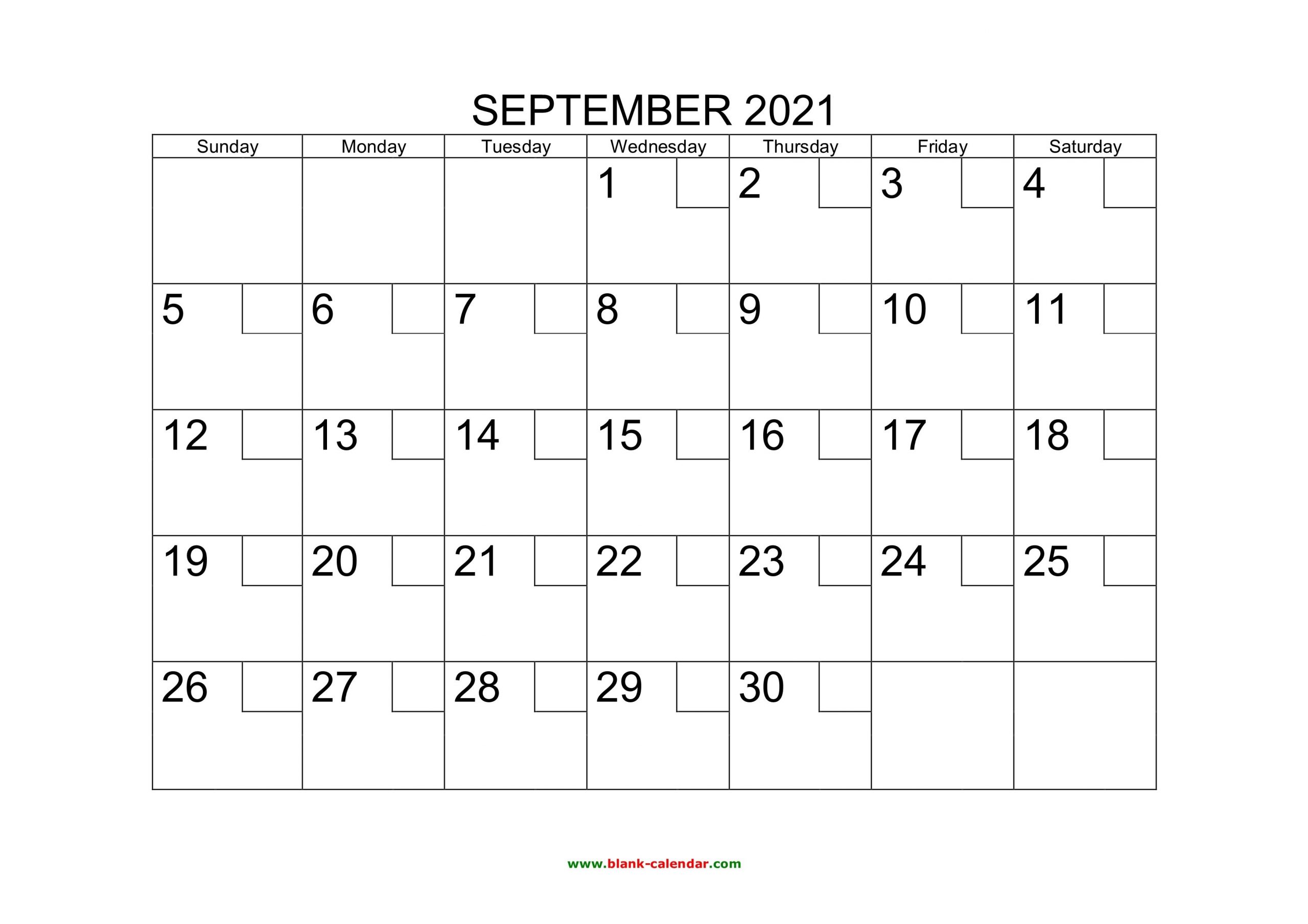 Free Download Printable September 2021 Calendar With Check