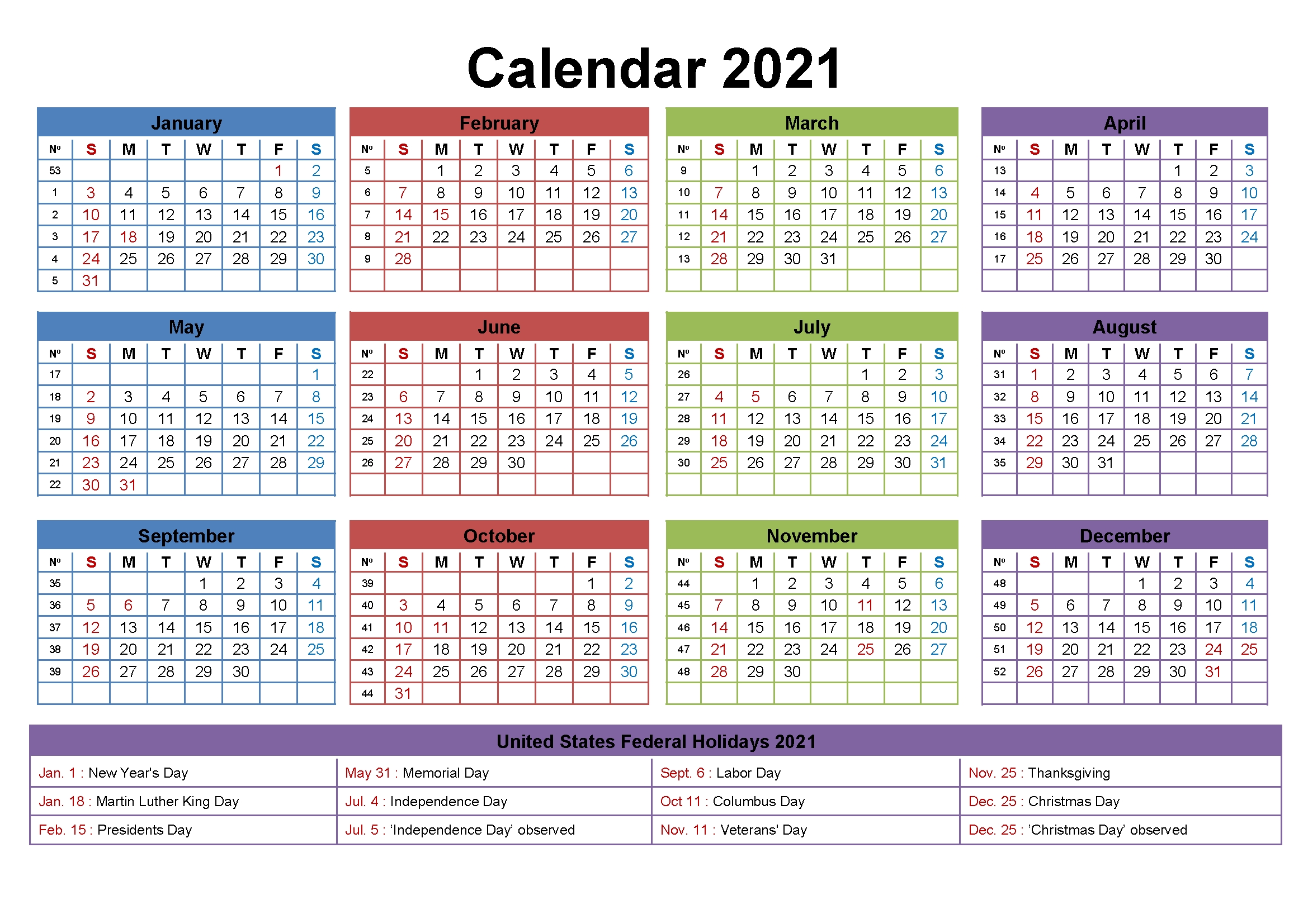 Free Editable 2021 Calendar Printable Template