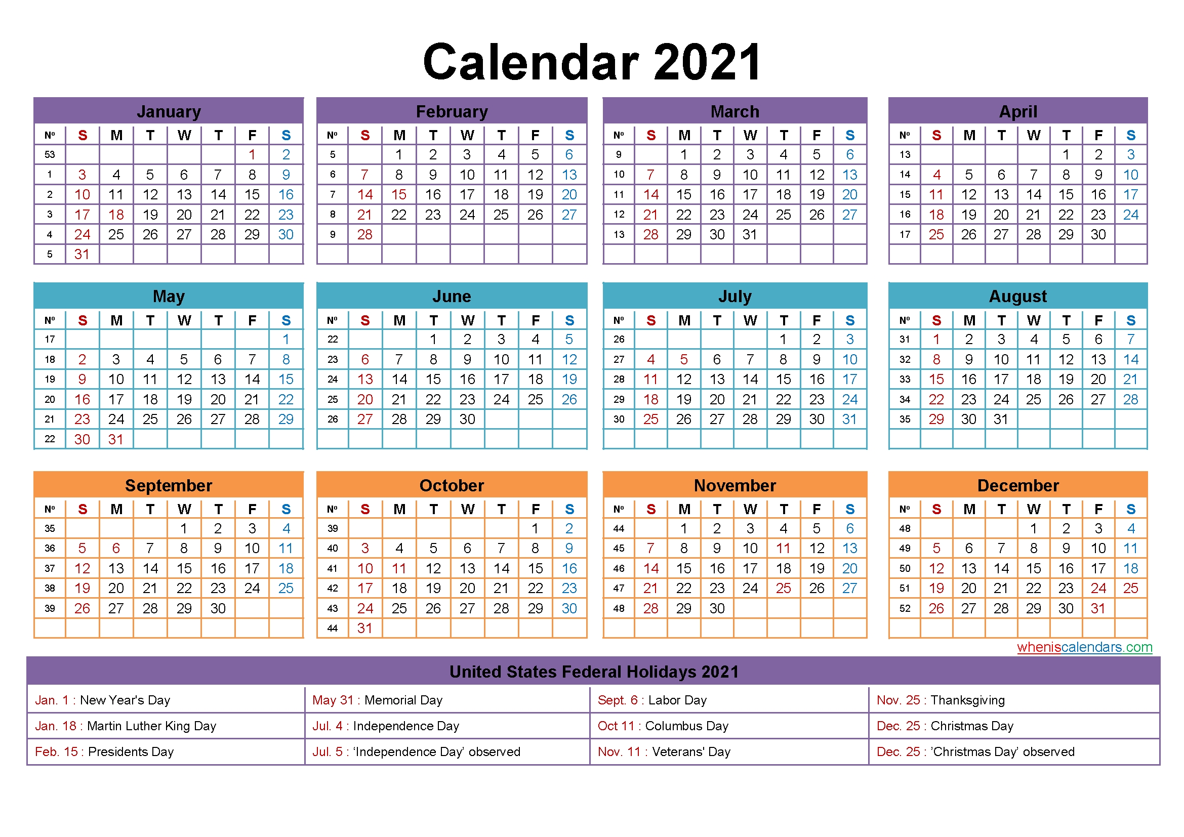 free editable 2021 calendars in word / printable calendar