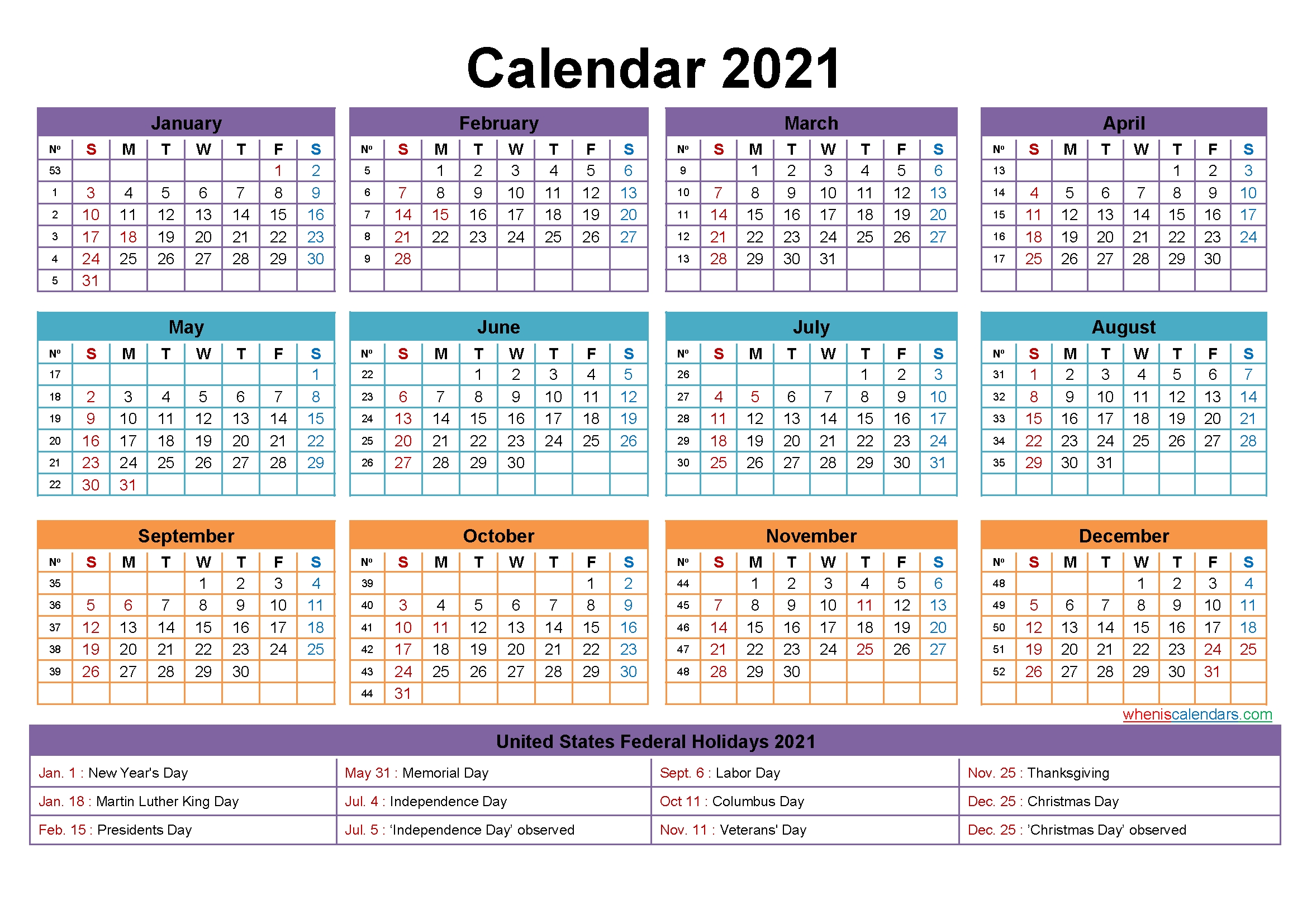 Free Editable 2021 Calendars In Word / Printable Calendar