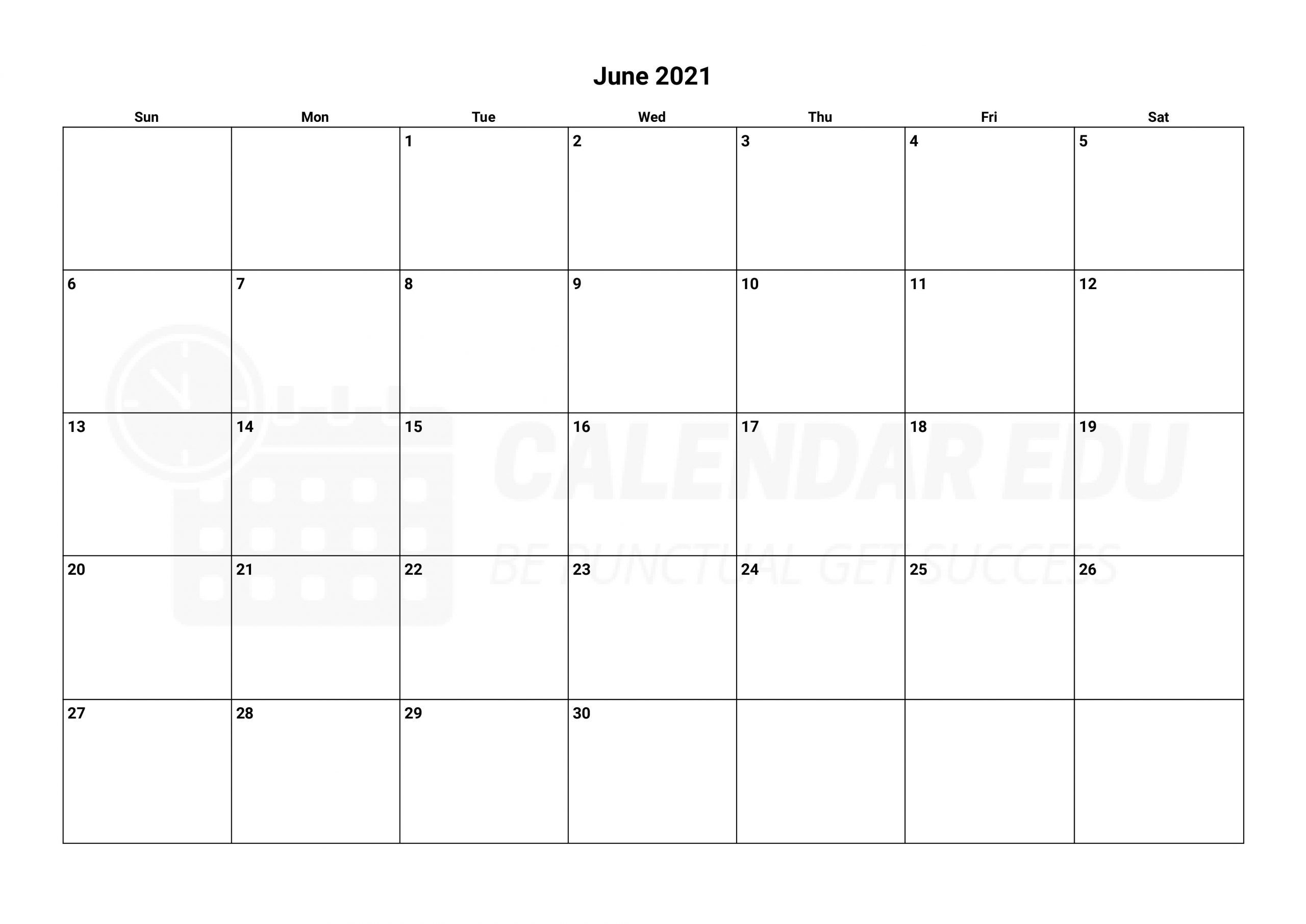 Free June 2021 Calendars | 2021 Blank Printable Templates