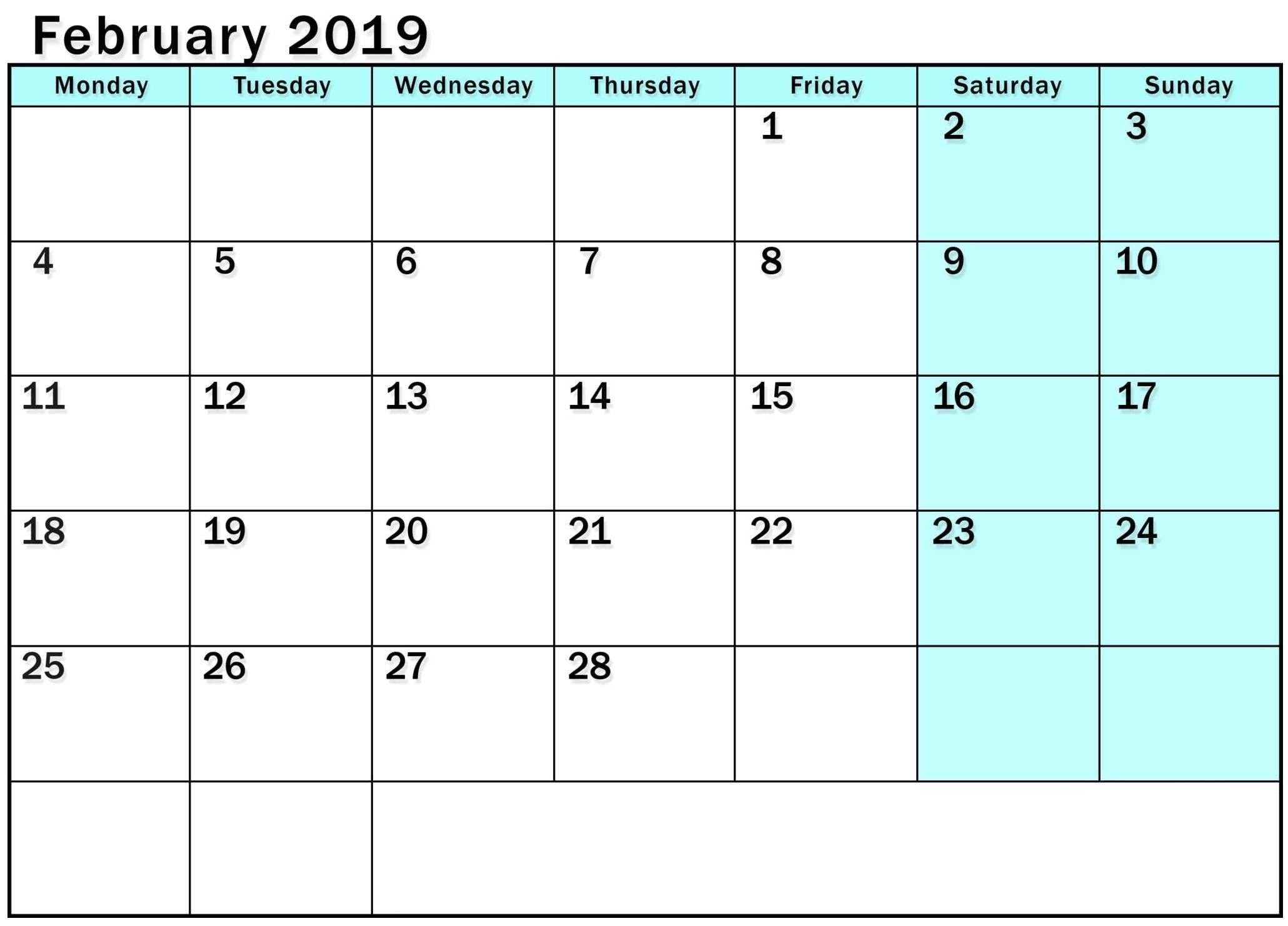 free monday through sunday calendar template calendar