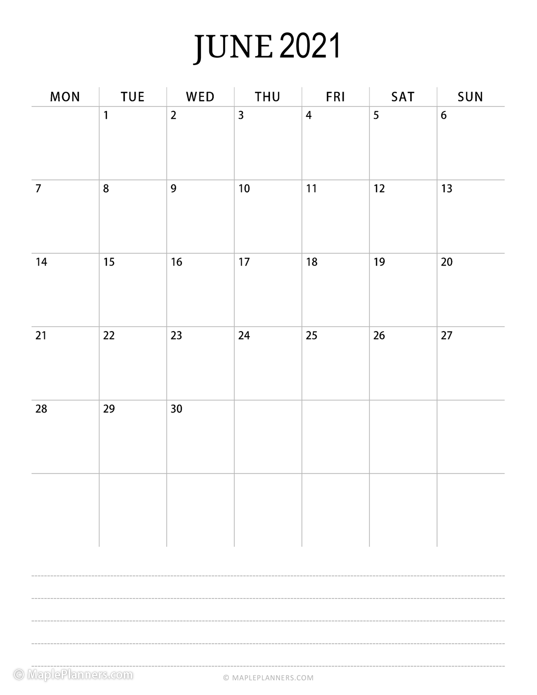 free printable 2021 monthly calendar pdf template