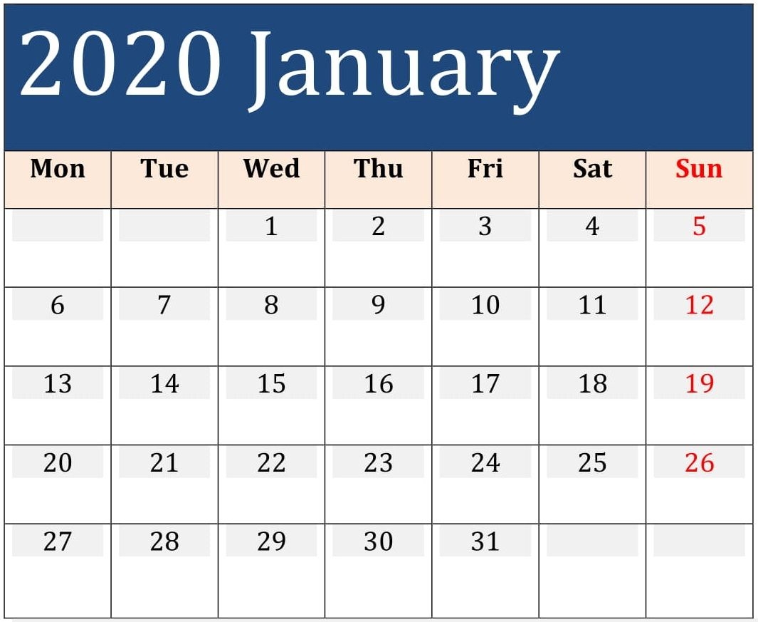 Free Printable Calendar With Large Boxes 2020 | Calendar