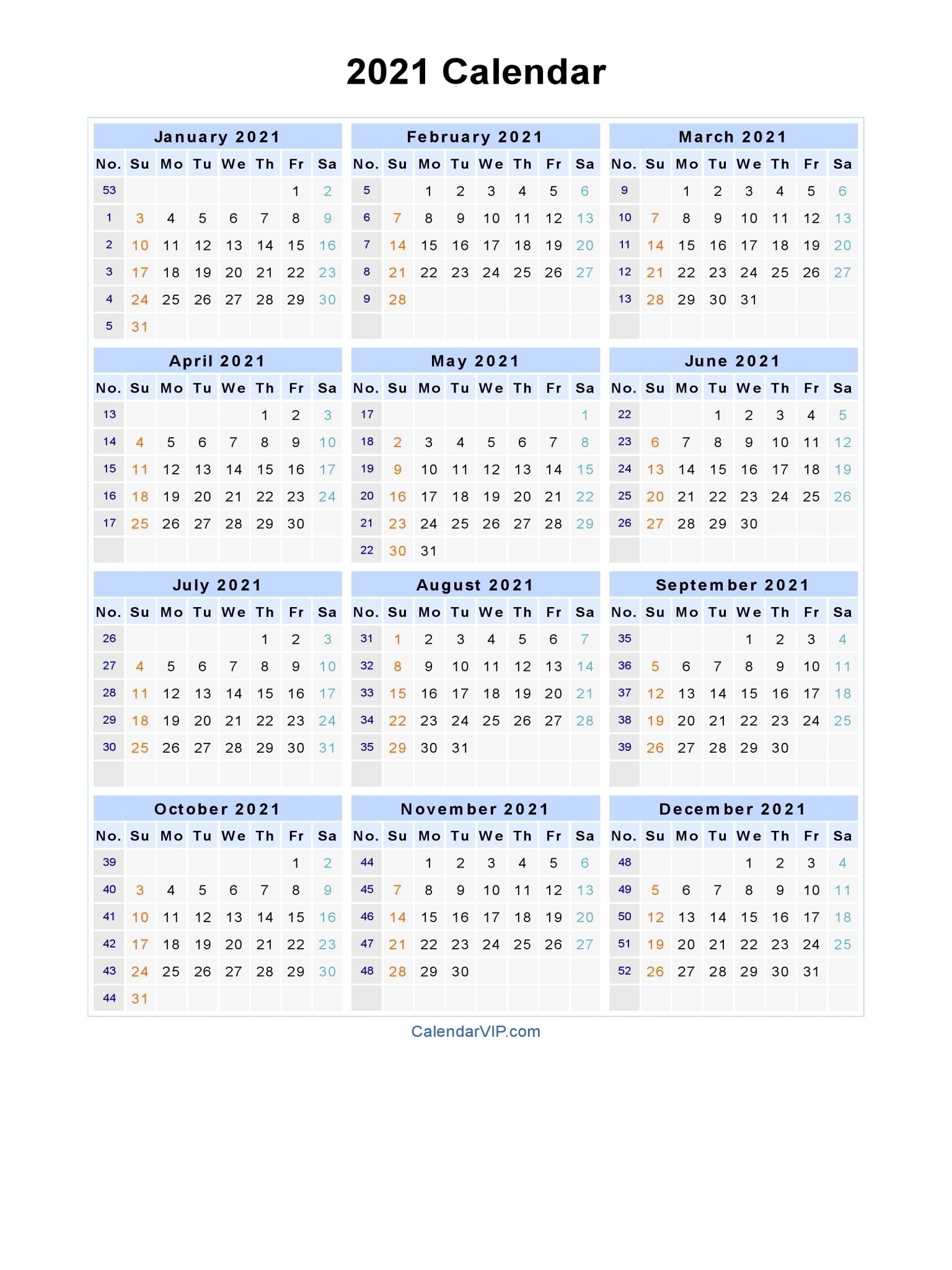free printable calendar year 2021 | ten free printable