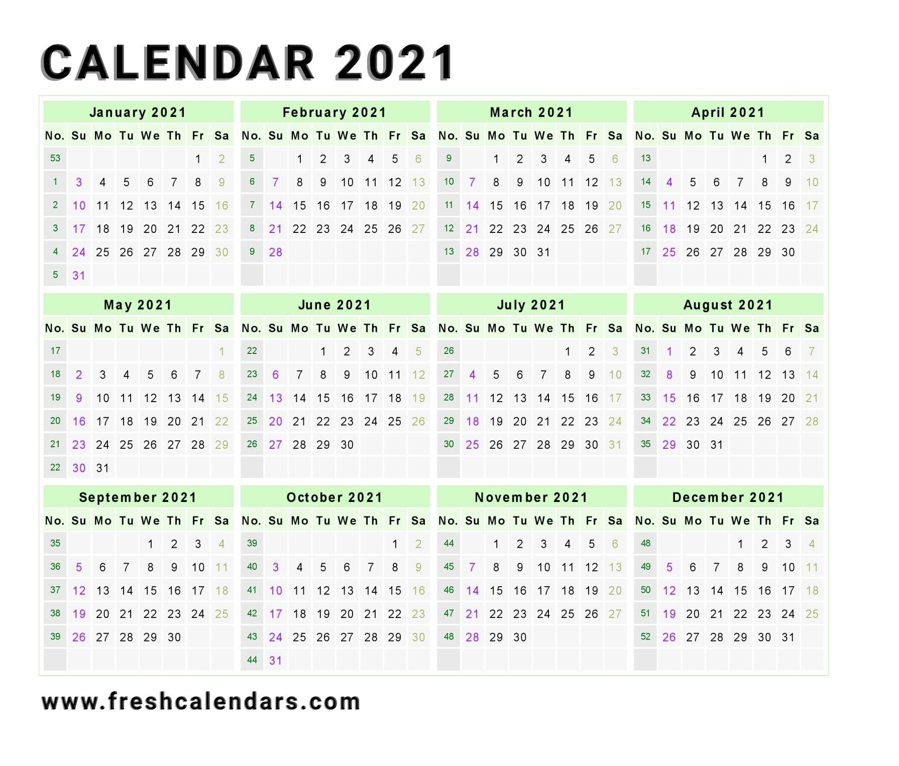 free printable calendar year 2021 | ten free printable