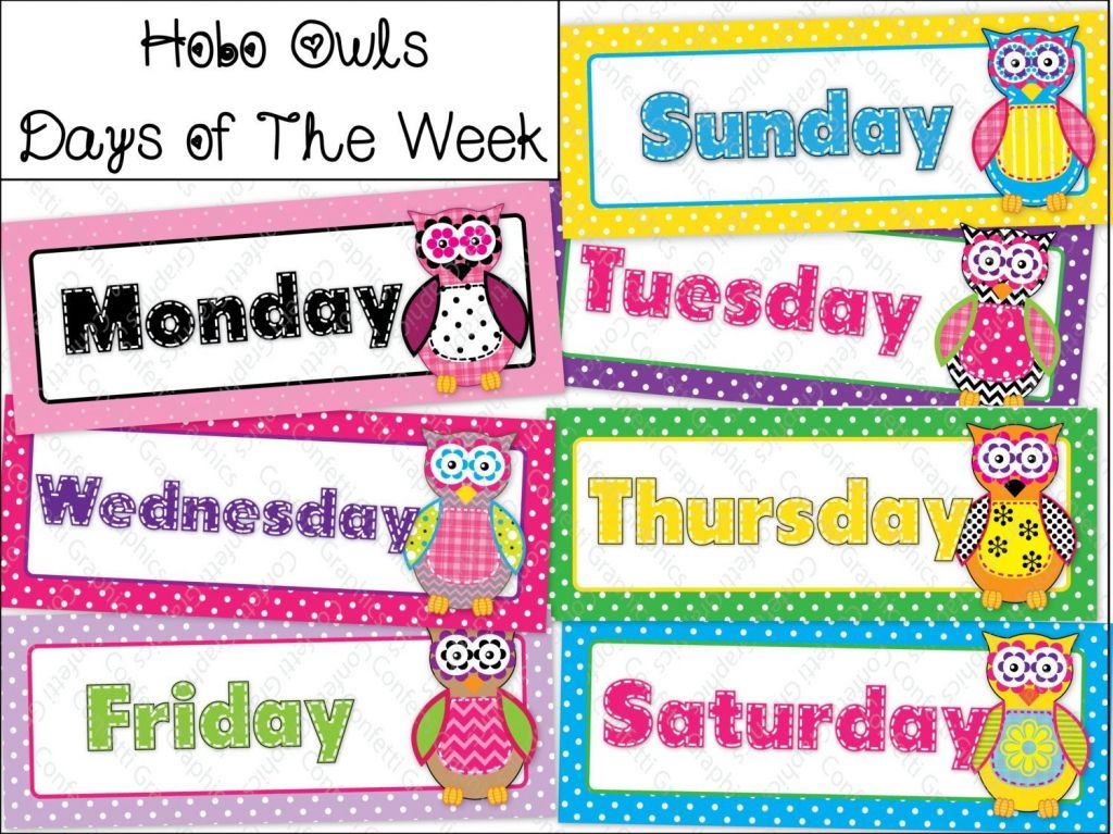 free printable days of the week cards | printable card free